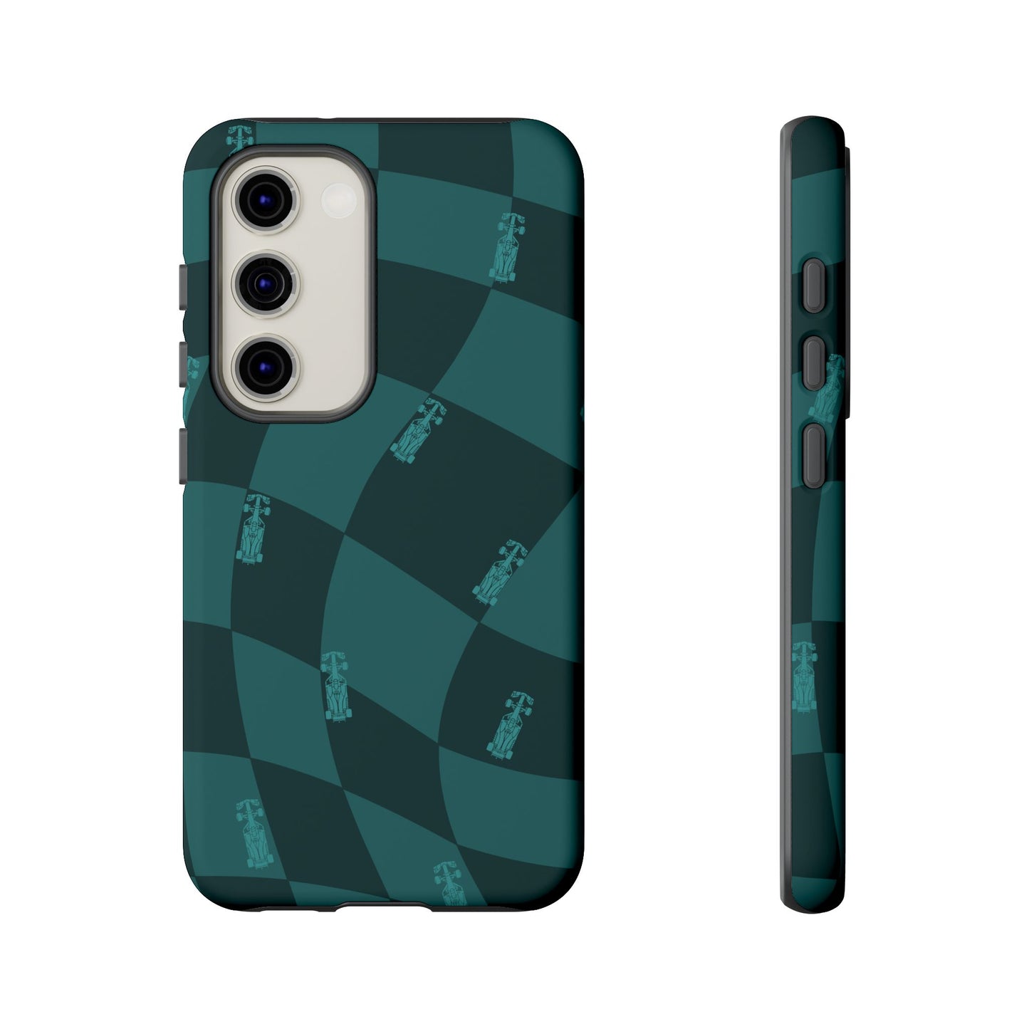 F1 Phone Case Teal Checkered Design, Trendy F1 Gift, Formula 1 Gift, Cute F1 Phone Case, Unique Formula One Phone Case