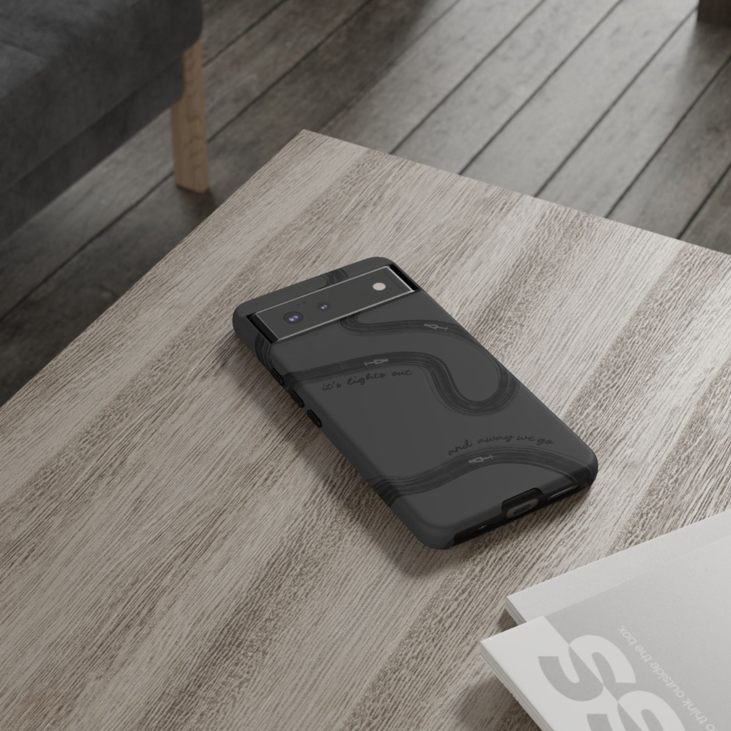 F1 Phone Case Monochrome Black Painted "its lights out and away we go", Trendy F1 Gift, Formula 1 Gift, Cute F1 Phone Case, Phone Case