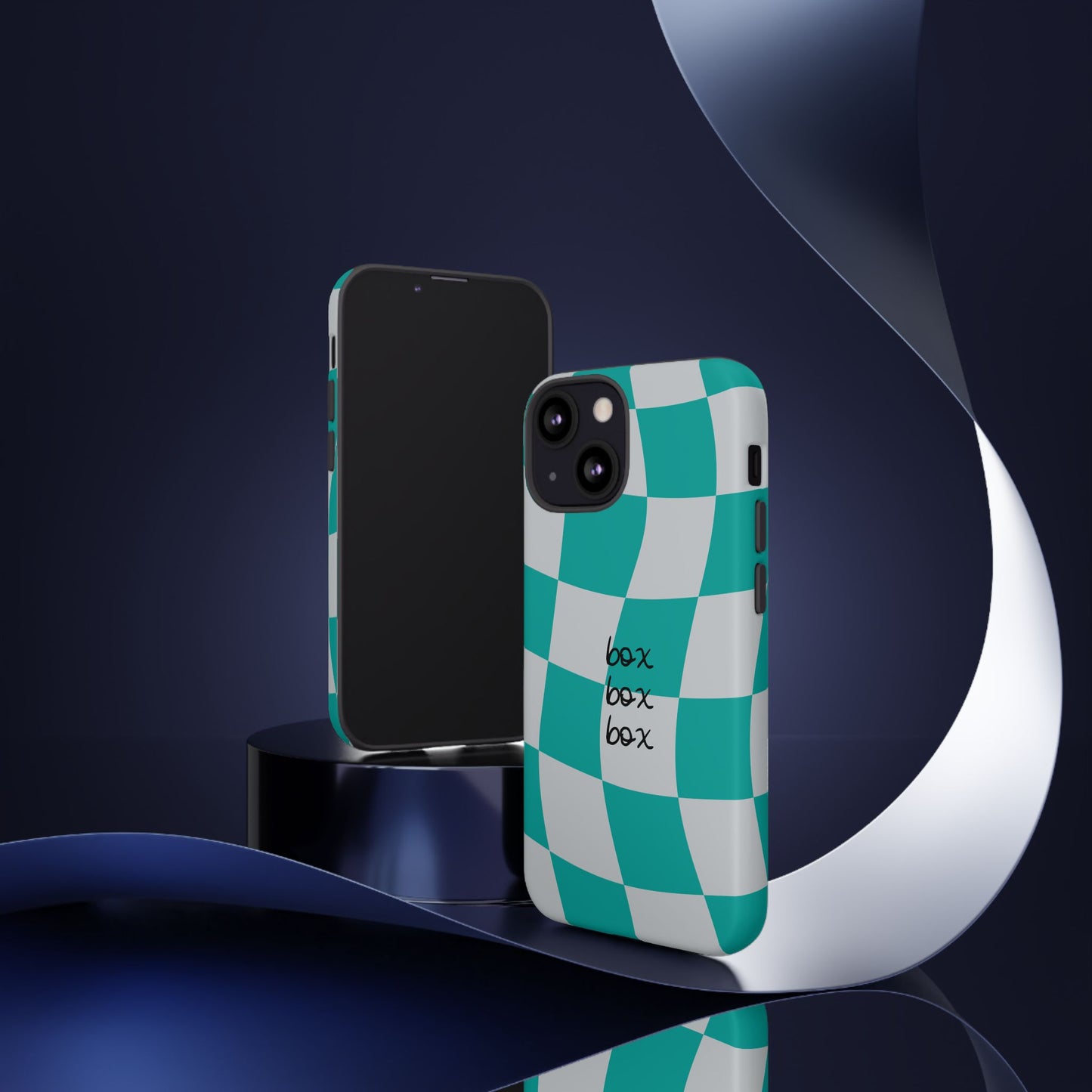Mercedes Teal and Grey Checkered F1 Phone Case, Box Box Box F1 Phone Case