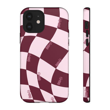 F1 Phone Case Pink Checkered Design, Trendy F1 Gift, Formula 1 Gift, Cute F1 Phone Case, Unique Formula One Phone Case