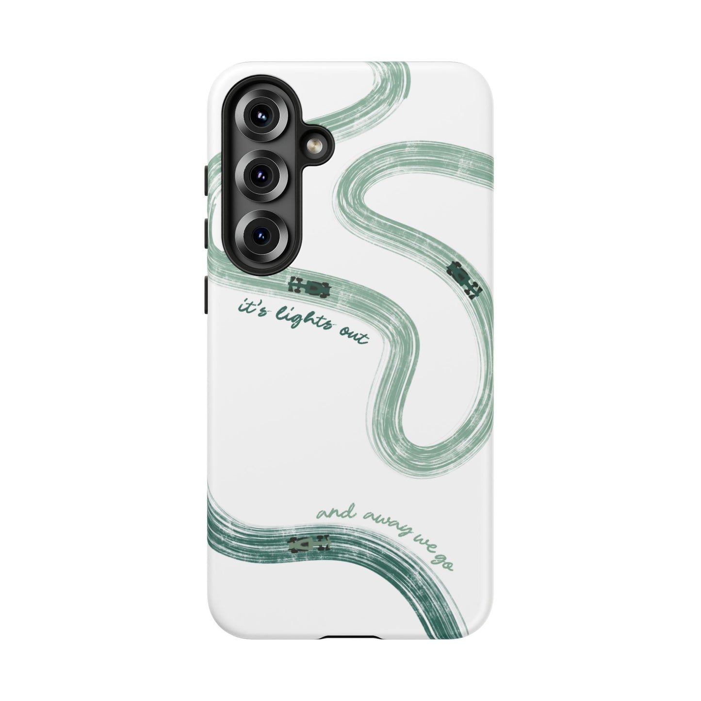 F1 Phone Case Green Painted "its lights out and away we go", Trendy F1 Gift, Formula 1 Gift, Cute F1 Phone Case, Gift for F1 Fans
