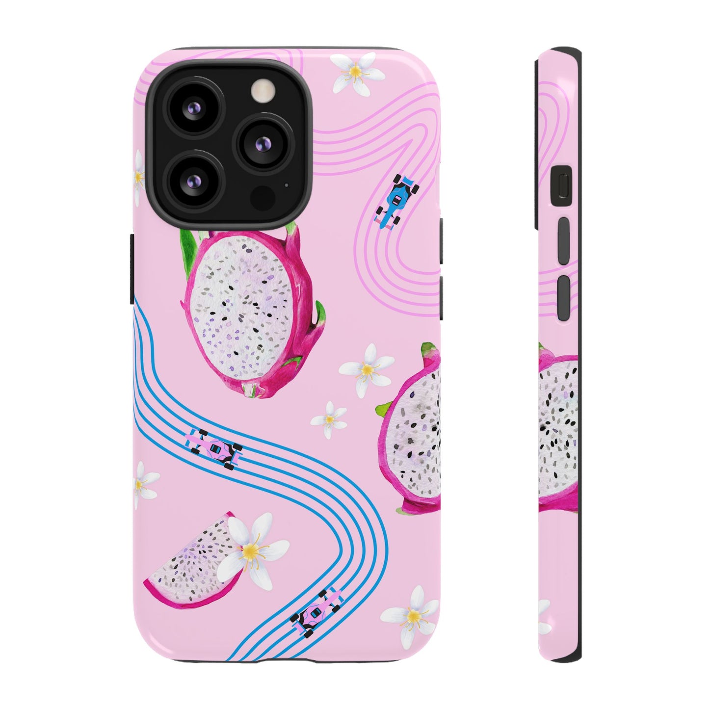 Pink F1 Alpine and Dragonfruit Phone Case, Trendy F1 Gift, Formula 1 Gift, Cute Fruit F1 Phone Case, Unique Phone Case
