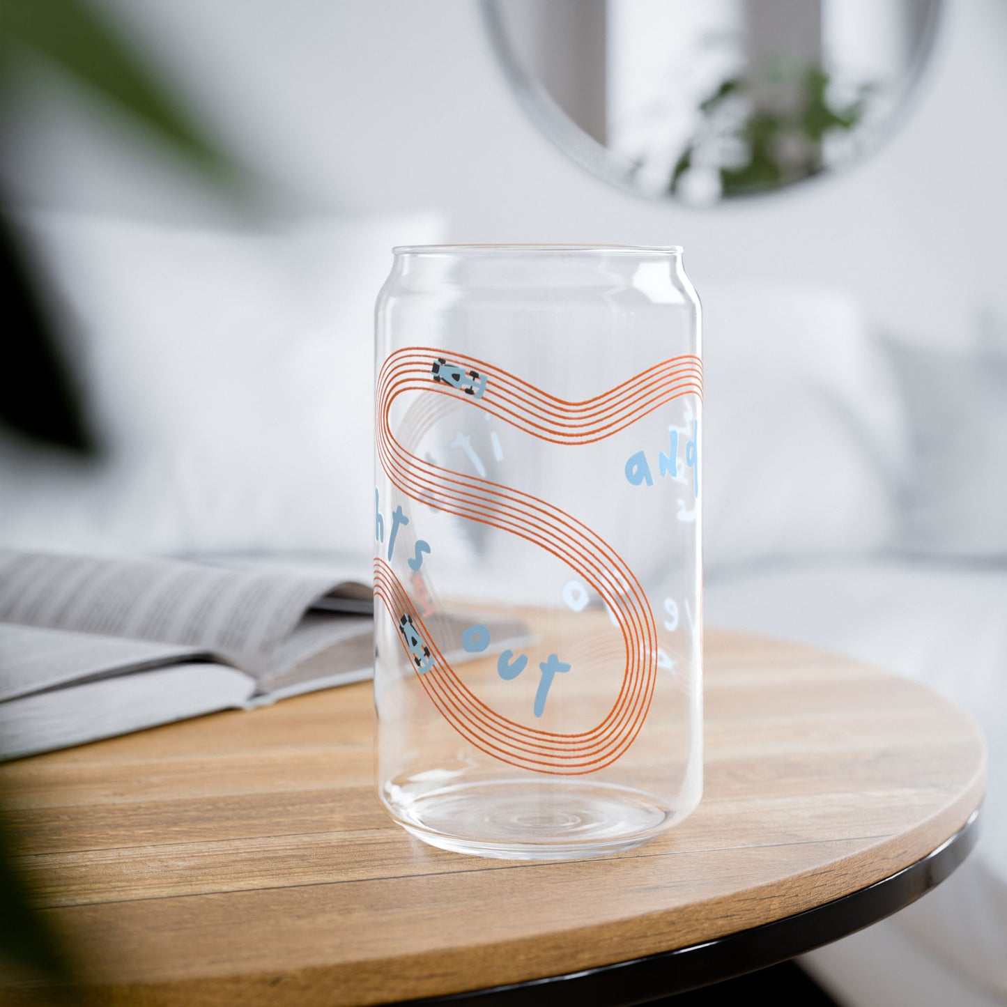 McLaren F1 Orange and Blue It's Lights Out sipper glass | 16oz