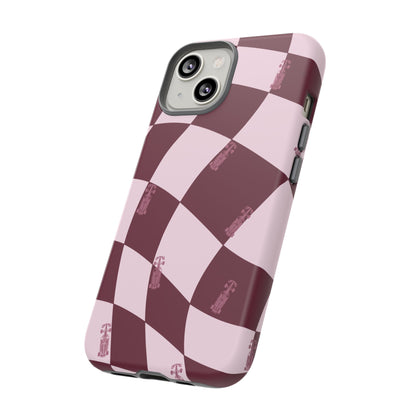 F1 Phone Case Pink Checkered Design, Trendy F1 Gift, Formula 1 Gift, Cute F1 Phone Case, Unique Formula One Phone Case
