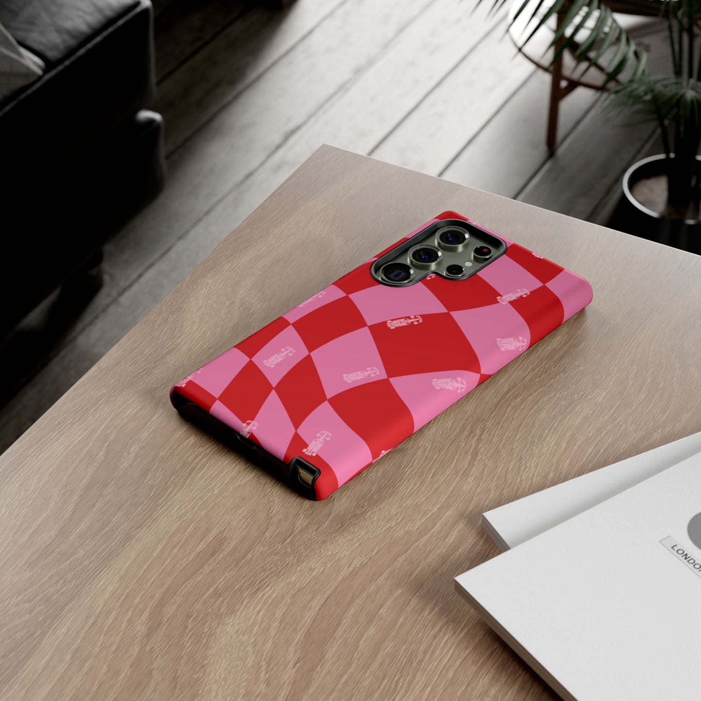 F1 Phone Case Pink and Red Checkerboard Design, Trendy F1 Gift, Girly Formula 1 Gift, Cute F1 Phone Case, Unique Formula One Phone Case
