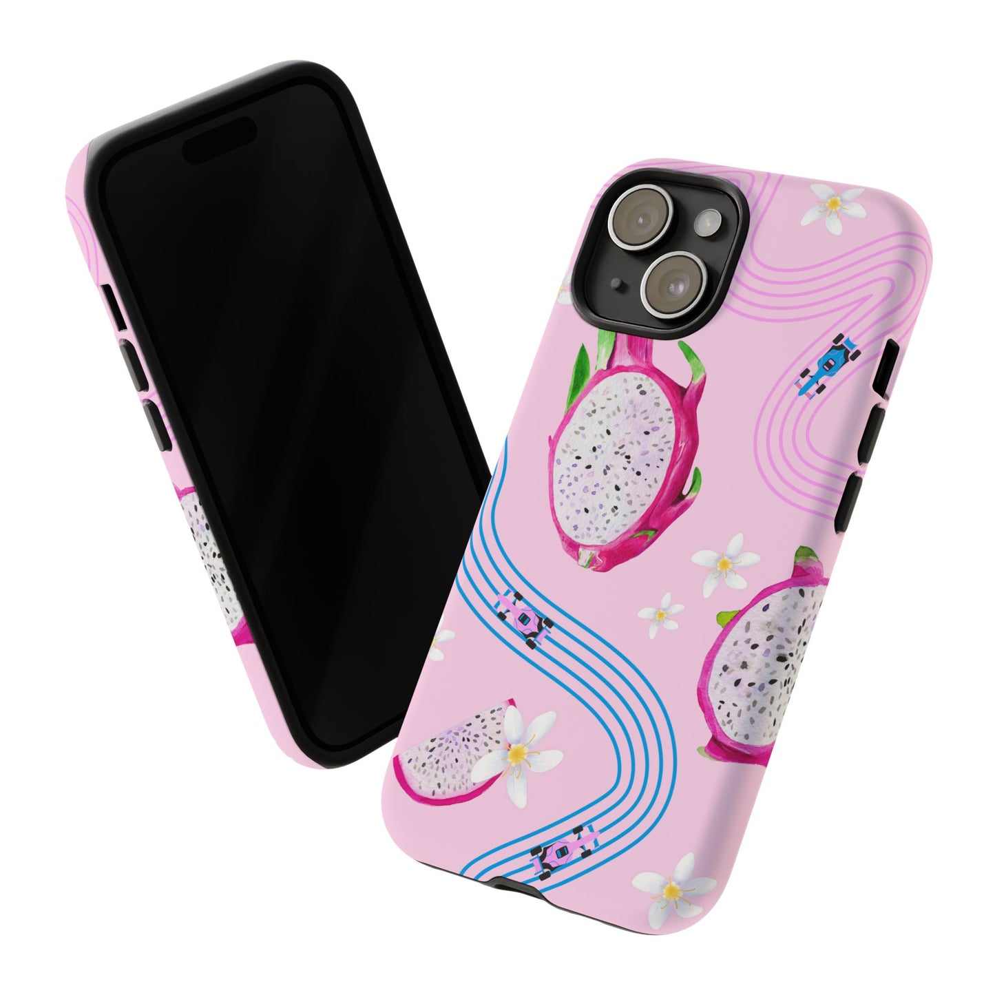 Pink F1 Alpine and Dragonfruit Phone Case, Trendy F1 Gift, Formula 1 Gift, Cute Fruit F1 Phone Case, Unique Phone Case