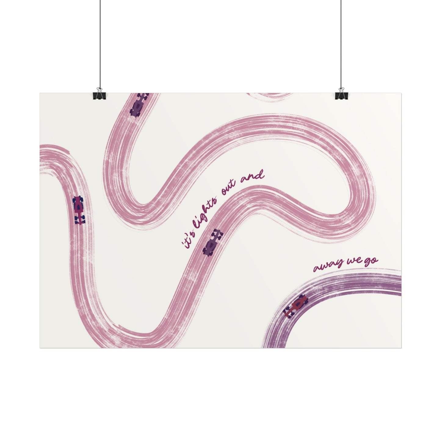 Horizontal Mauve and Purple F1 Abstract Art Poster | Minimalist F1 Art - EU Sizing (Physical Print)