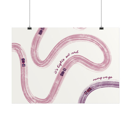 Horizontal Mauve and Purple F1 Abstract Art Poster | Minimalist F1 Art - EU Sizing (Physical Print)