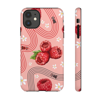 Red F1 Haas and Raspberries Phone Case, Trendy F1 Gift, Formula 1 Gift, Cute Fruit F1 Phone Case, Unique Phone Case