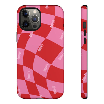 F1 Phone Case Pink and Red Checkerboard Design, Trendy F1 Gift, Girly Formula 1 Gift, Cute F1 Phone Case, Unique Formula One Phone Case