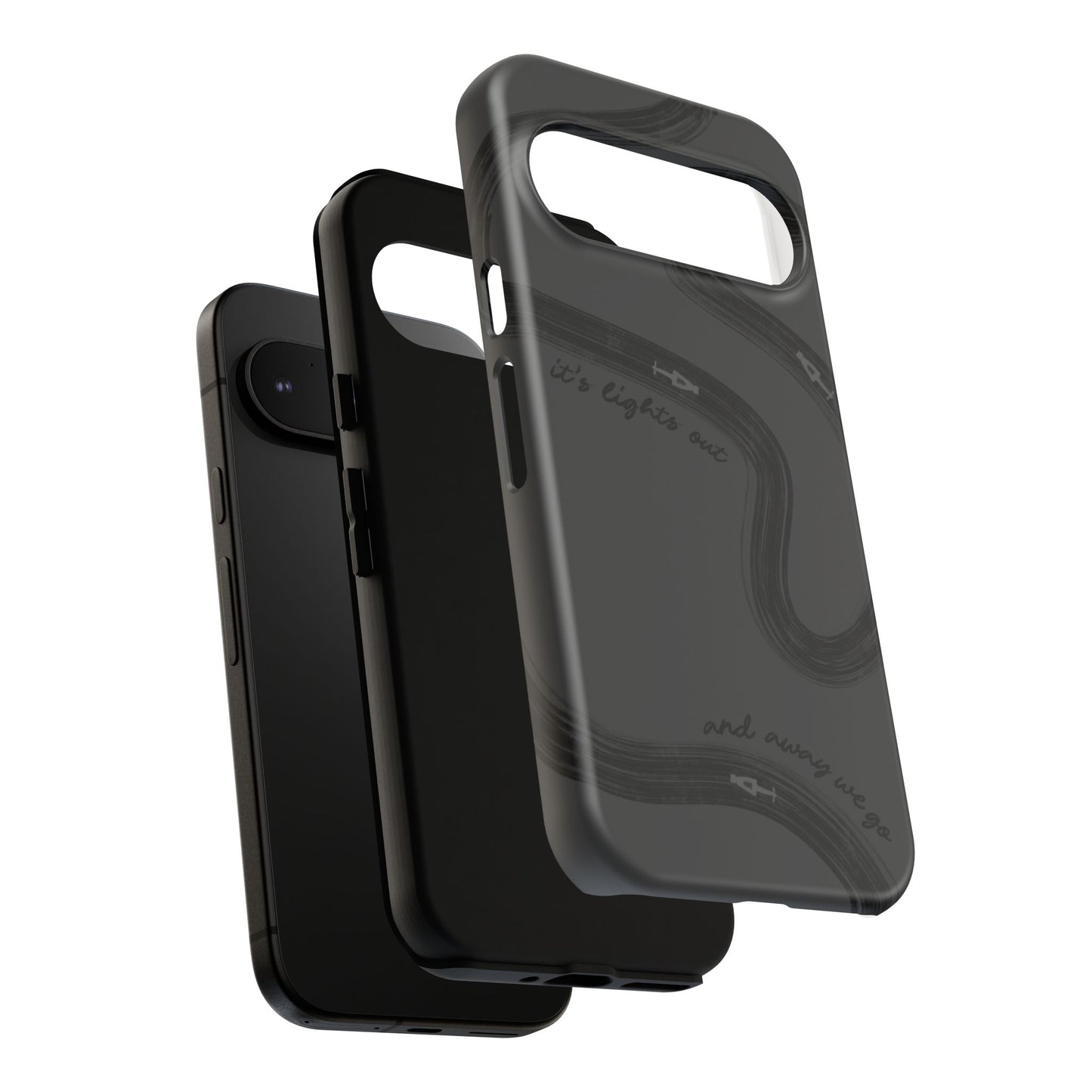 F1 Phone Case Monochrome Black Painted "its lights out and away we go", Trendy F1 Gift, Formula 1 Gift, Cute F1 Phone Case, Phone Case