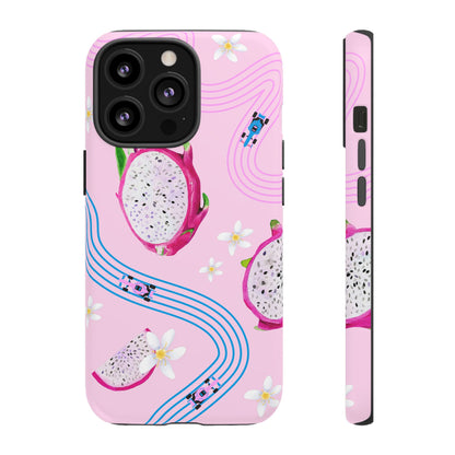 Pink F1 Alpine and Dragonfruit Phone Case, Trendy F1 Gift, Formula 1 Gift, Cute Fruit F1 Phone Case, Unique Phone Case