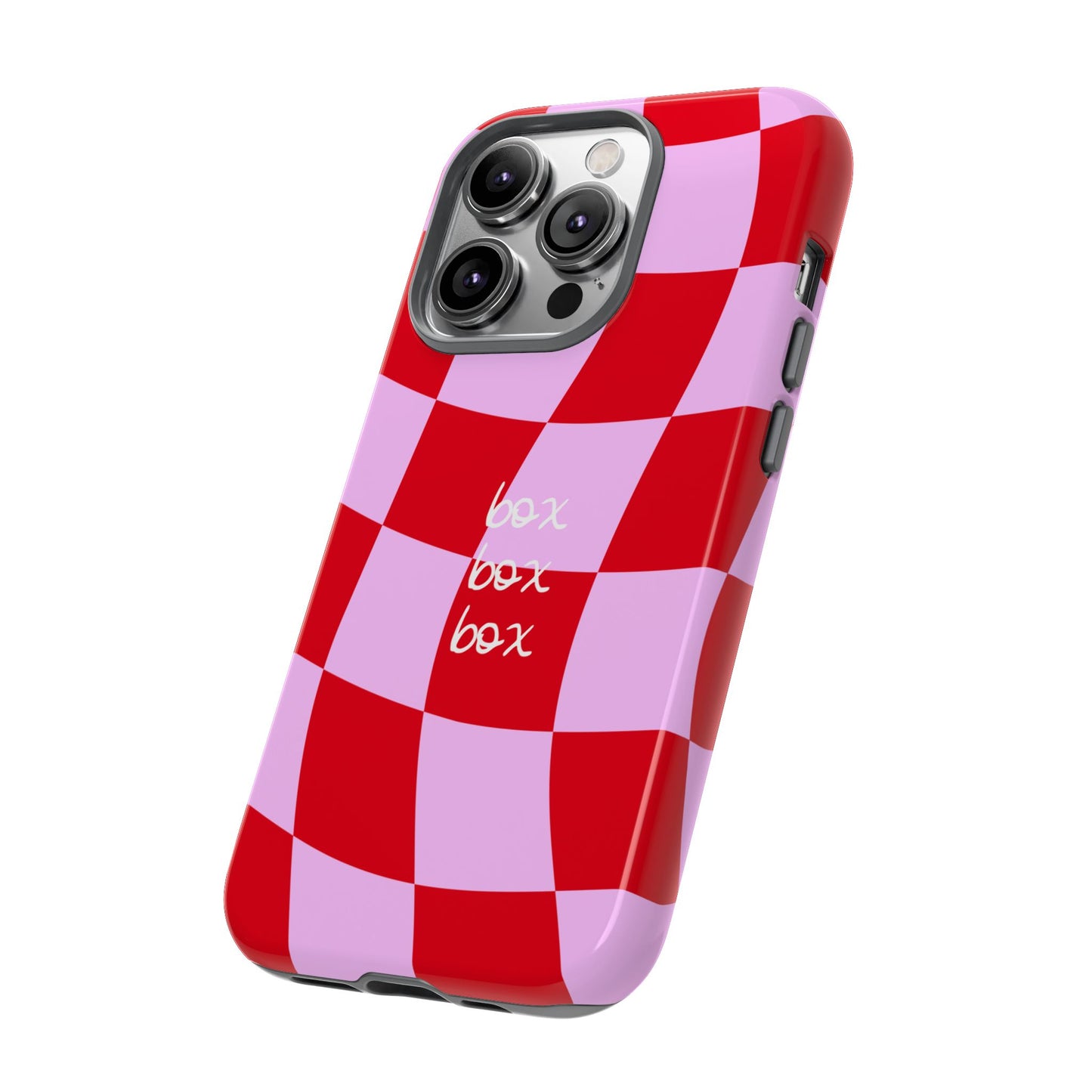 Pink and Red Checkered F1 Phone Case, Box Box Box F1 Phone Case
