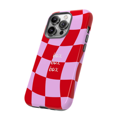 Pink and Red Checkered F1 Phone Case, Box Box Box F1 Phone Case