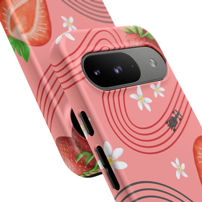 Red F1 Audi and Strawberries Phone Case, Trendy F1 Gift, Formula 1 Gift, Cute Fruit F1 Phone Case, Unique Phone Case