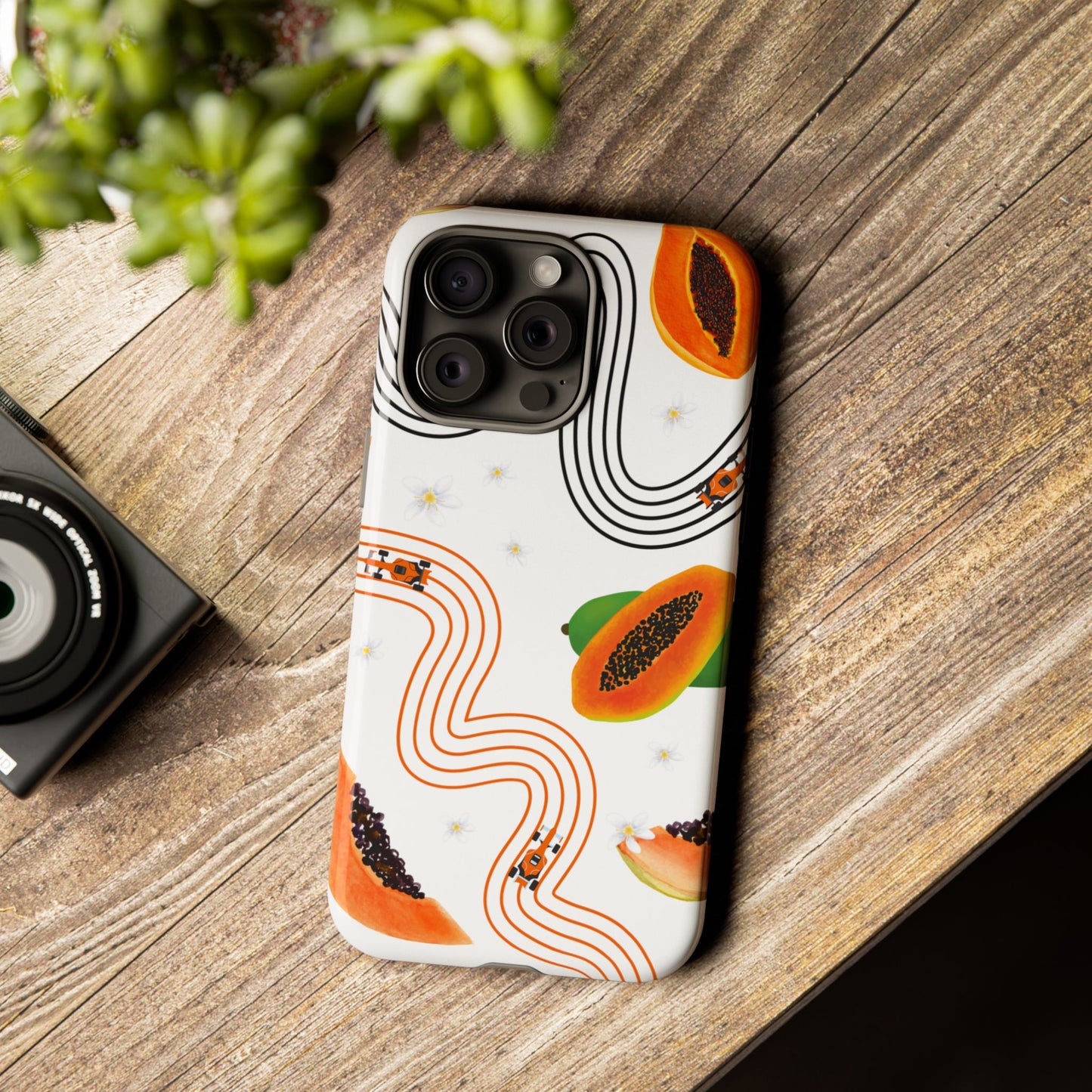 F1 McLaren and Papaya Phone Case , Trendy F1 Gift, Formula 1 Gift, Cute Fruit F1 Phone Case, Unique Phone Case