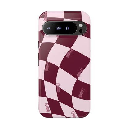 F1 Phone Case Pink Checkered Design, Trendy F1 Gift, Formula 1 Gift, Cute F1 Phone Case, Unique Formula One Phone Case