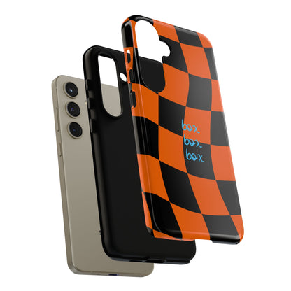 McLaren Orange and Black Checkered F1 Phone Case, Box Box Box F1 Phone Case