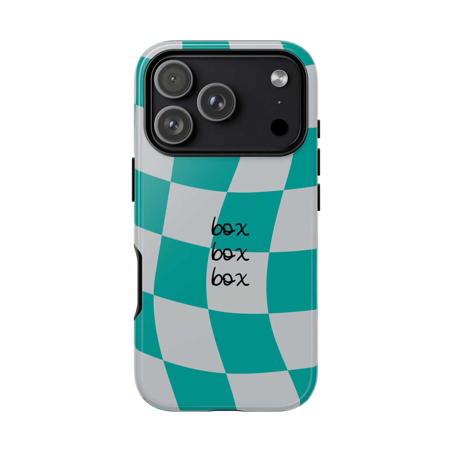 Mercedes Teal and Grey Checkered F1 Phone Case, Box Box Box F1 Phone Case