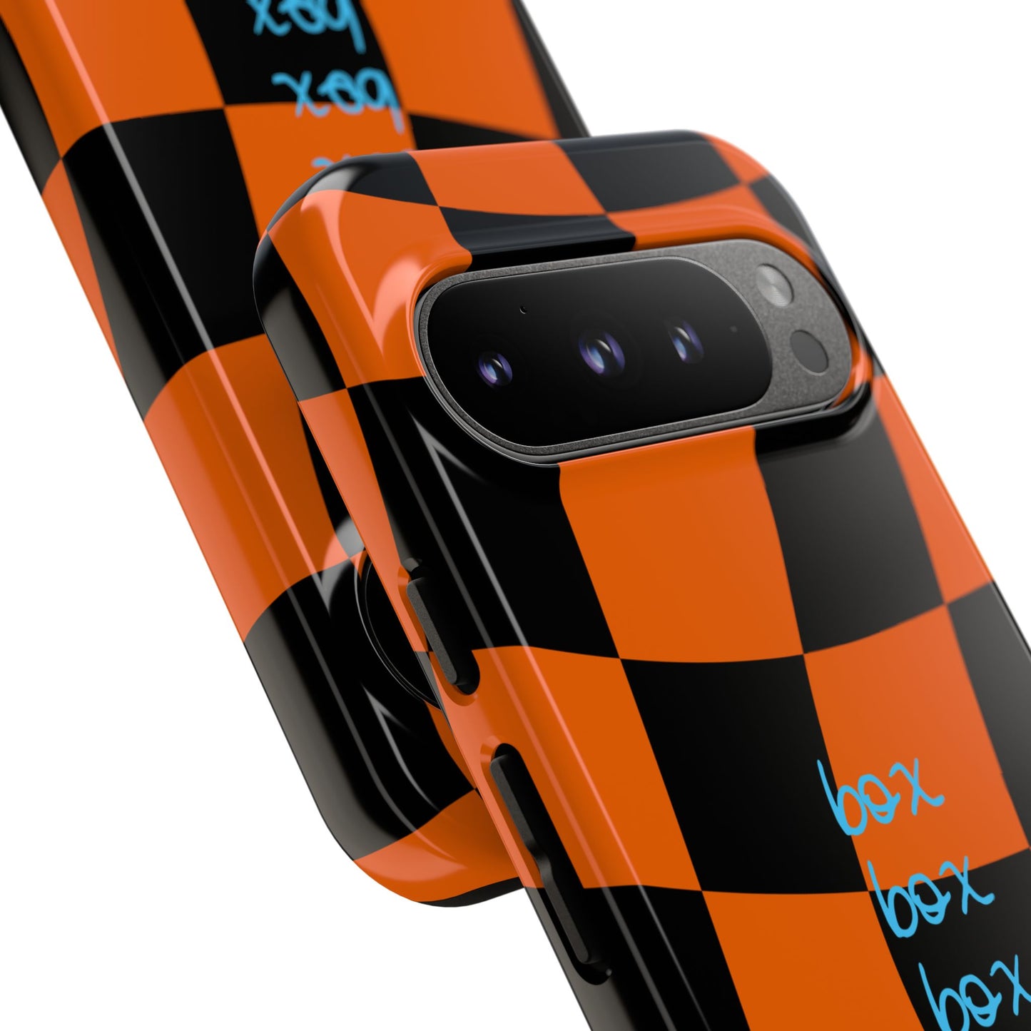 McLaren Orange and Black Checkered F1 Phone Case, Box Box Box F1 Phone Case