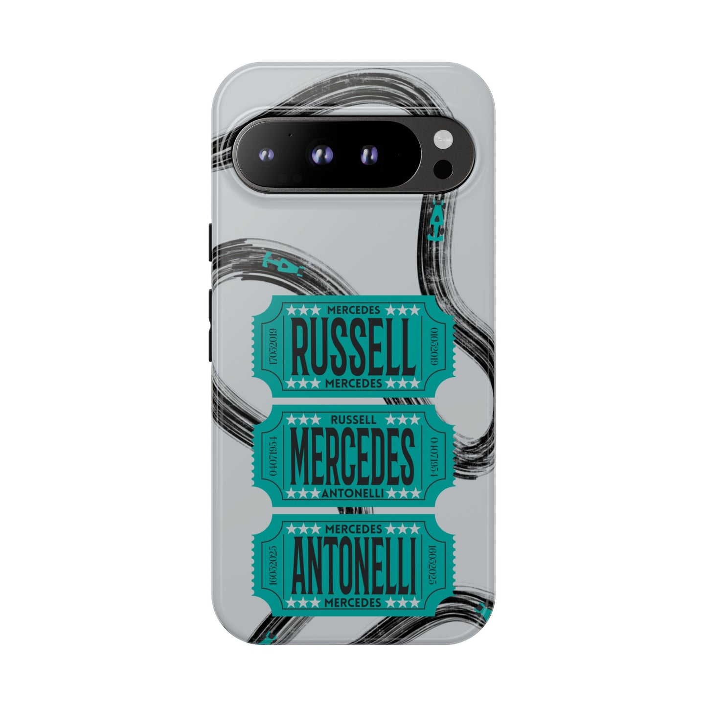 Mercedes F1 Phone Case Painted Ticket Stubs, Trendy F1 Gift, Formula 1 Gift, Cute F1 Phone Case
