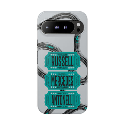 Mercedes F1 Phone Case Painted Ticket Stubs, Trendy F1 Gift, Formula 1 Gift, Cute F1 Phone Case