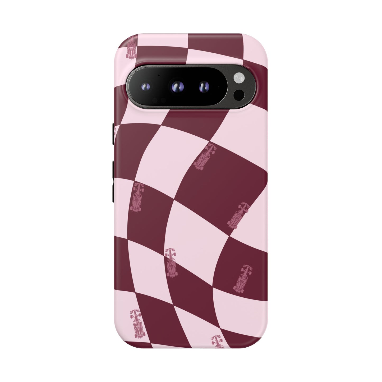 F1 Phone Case Pink Checkered Design, Trendy F1 Gift, Formula 1 Gift, Cute F1 Phone Case, Unique Formula One Phone Case