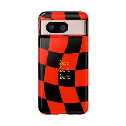 F1 Ferrari Black and Red Checkered Phone Case, Box Box Box F1 Phone Case