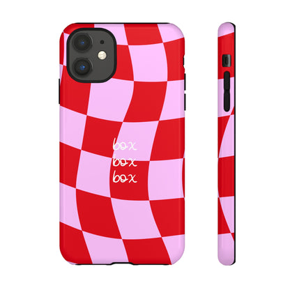 Pink and Red Checkered F1 Phone Case, Box Box Box F1 Phone Case