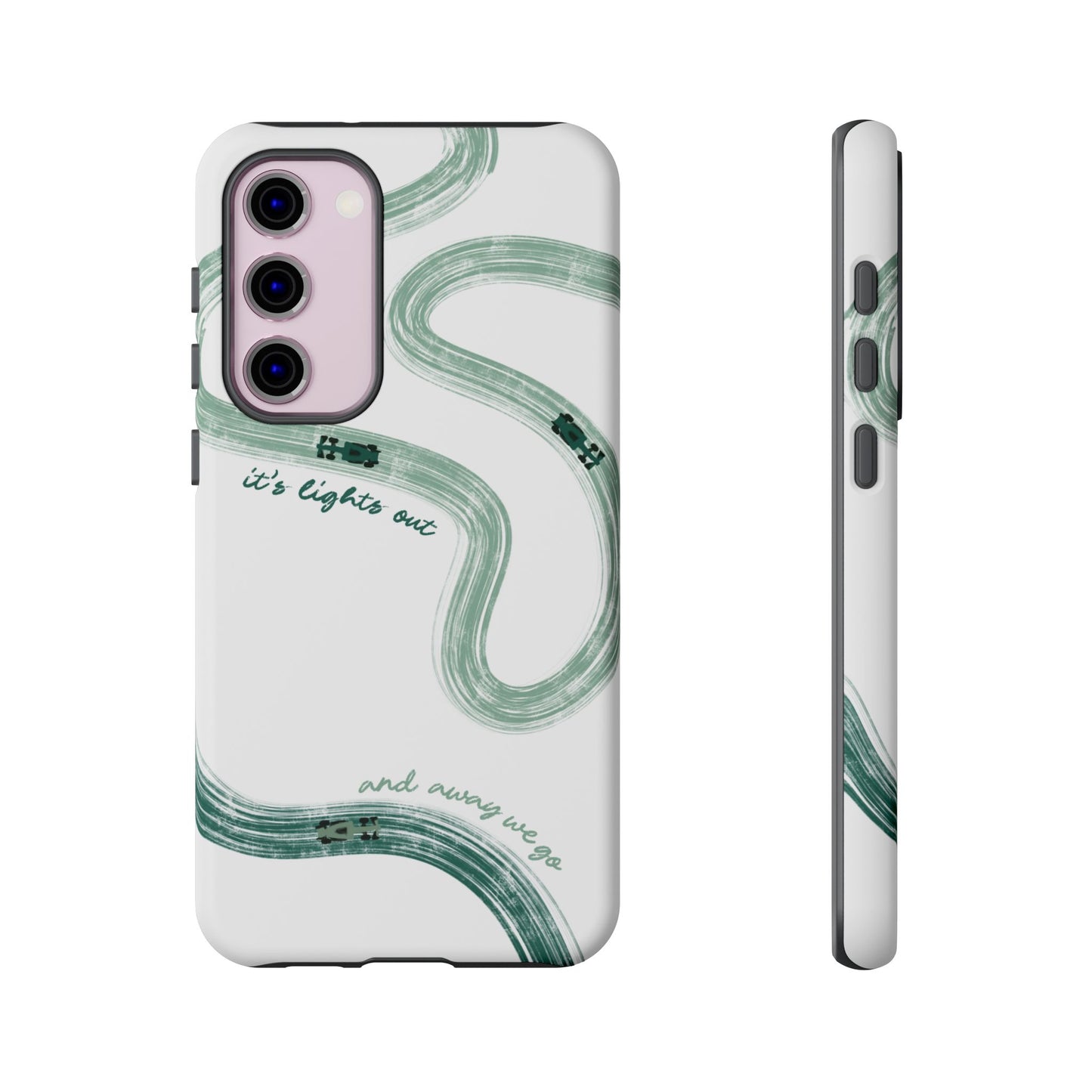 F1 Phone Case Green Painted "its lights out and away we go", Trendy F1 Gift, Formula 1 Gift, Cute F1 Phone Case, Gift for F1 Fans