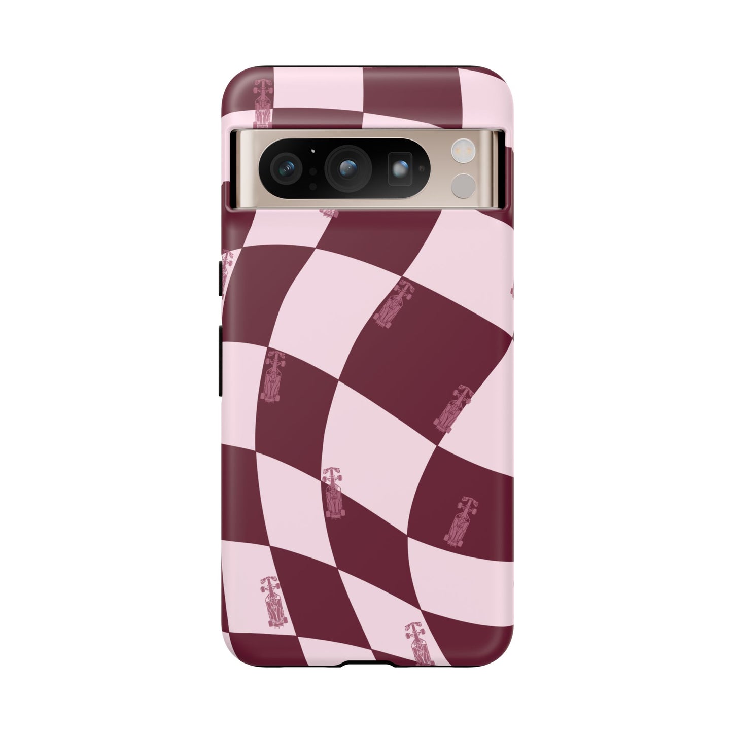 F1 Phone Case Pink Checkered Design, Trendy F1 Gift, Formula 1 Gift, Cute F1 Phone Case, Unique Formula One Phone Case