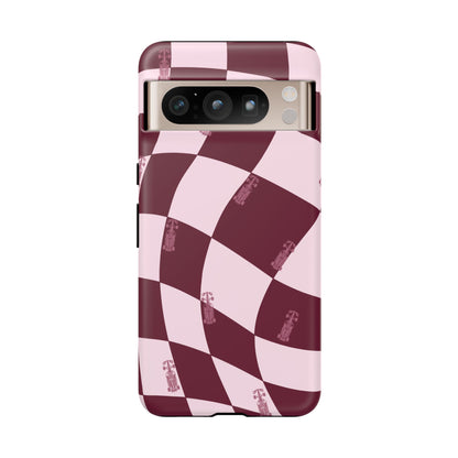 F1 Phone Case Pink Checkered Design, Trendy F1 Gift, Formula 1 Gift, Cute F1 Phone Case, Unique Formula One Phone Case