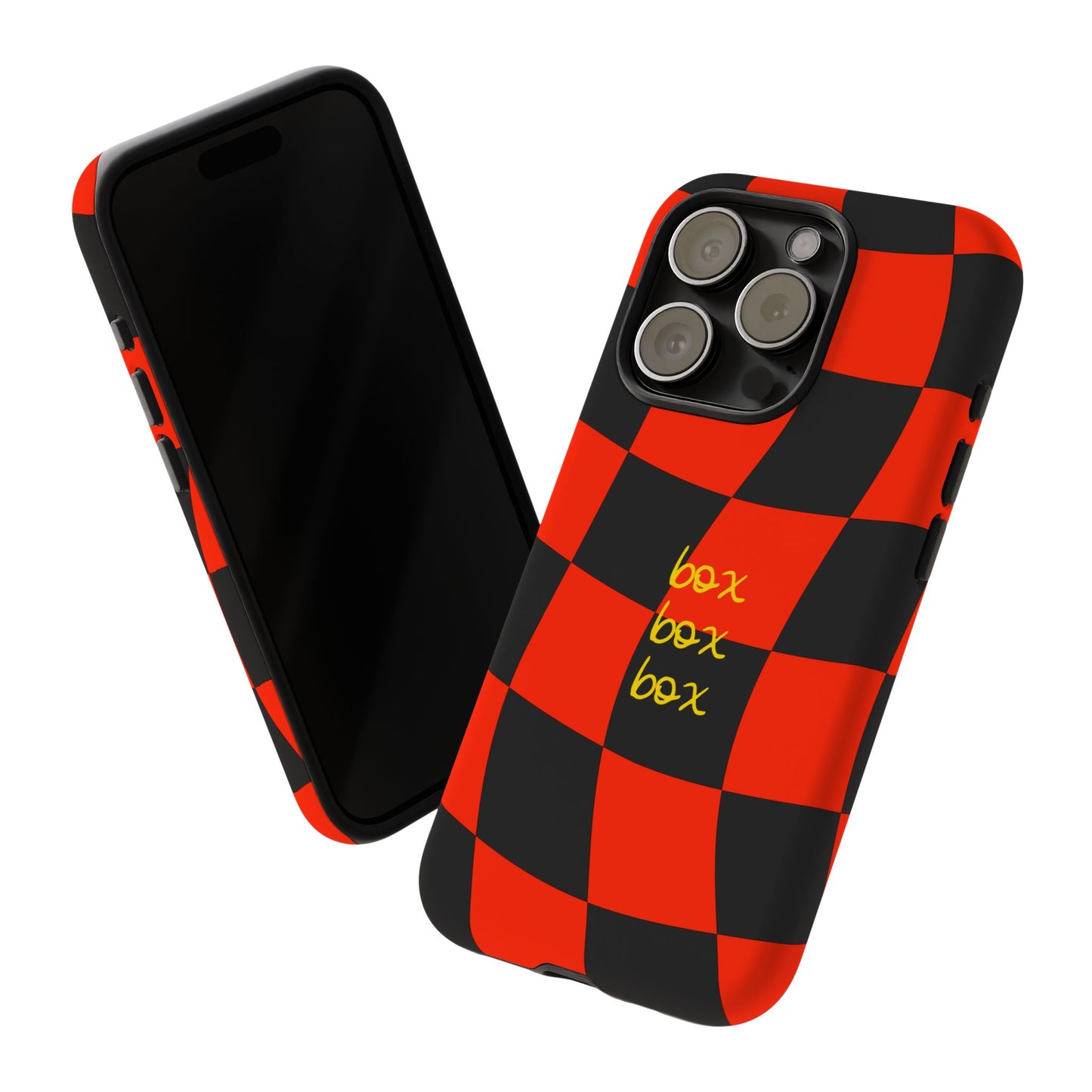 F1 Ferrari Black and Red Checkered Phone Case, Box Box Box F1 Phone Case