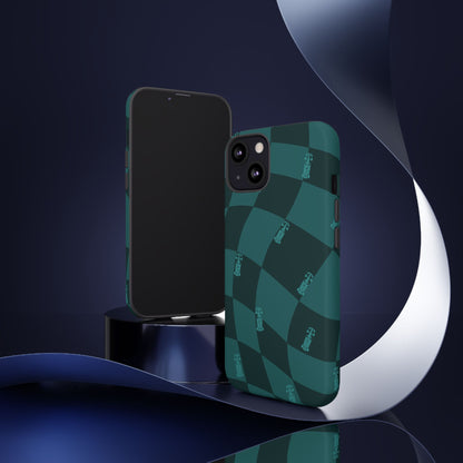 F1 Phone Case Teal Checkered Design, Trendy F1 Gift, Formula 1 Gift, Cute F1 Phone Case, Unique Formula One Phone Case