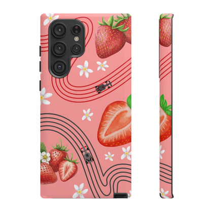 Red F1 Audi and Strawberries Phone Case, Trendy F1 Gift, Formula 1 Gift, Cute Fruit F1 Phone Case, Unique Phone Case