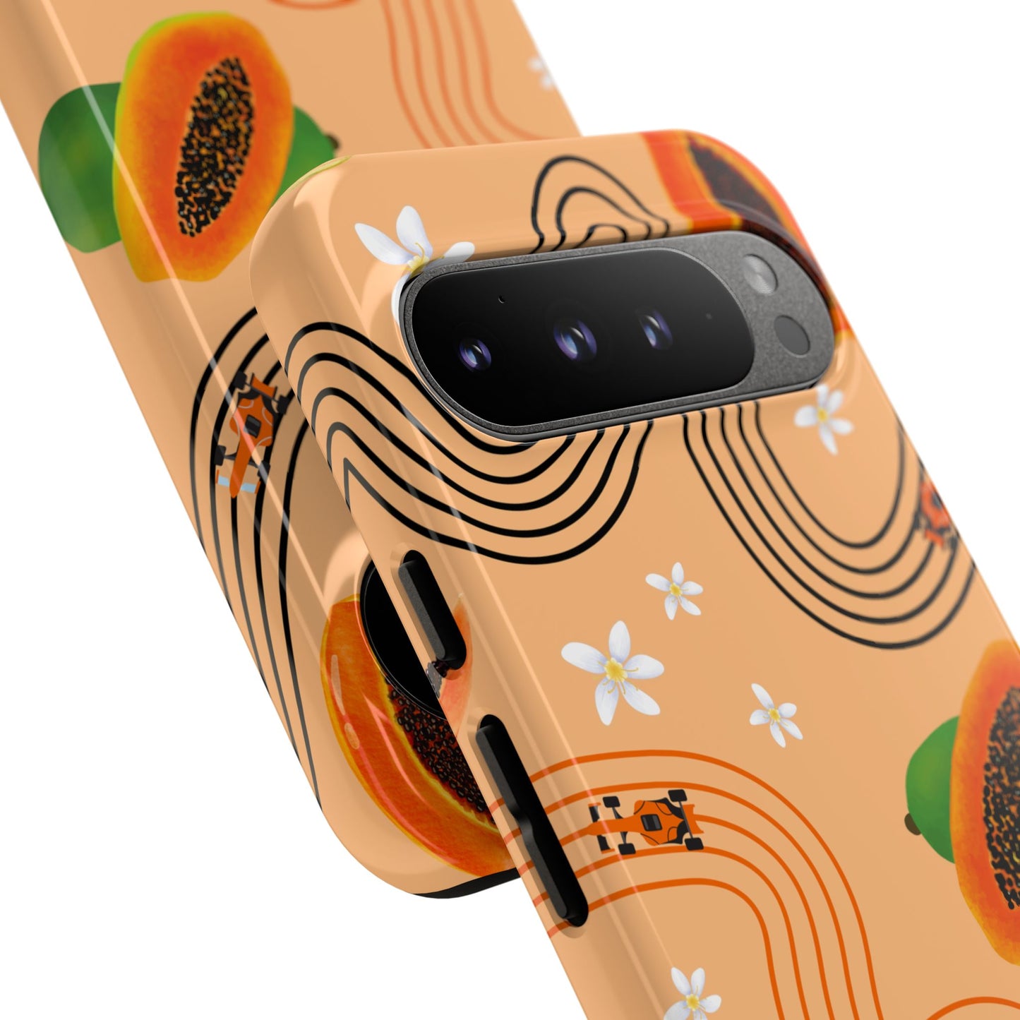 Orange F1 McLaren and Papaya Phone Case, Trendy F1 Gift, Formula 1 Gift, Cute Fruit F1 Phone Case, Unique Phone Case