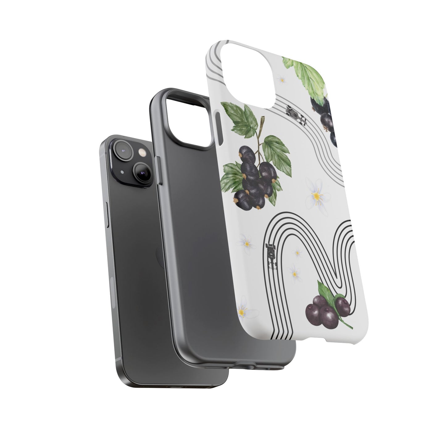 F1 Cadillac and Black Currants Phone Case, Trendy F1 Gift, Formula 1 Gift, Cute Fruit F1 Phone Case, Unique Phone Case