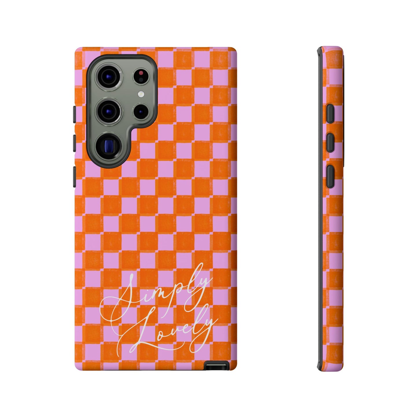 Simply Lovely Orange and Pink Checkered F1 Phone Case Design, Trendy F1 Gift, Formula 1 Gift, Cute F1 Phone Case