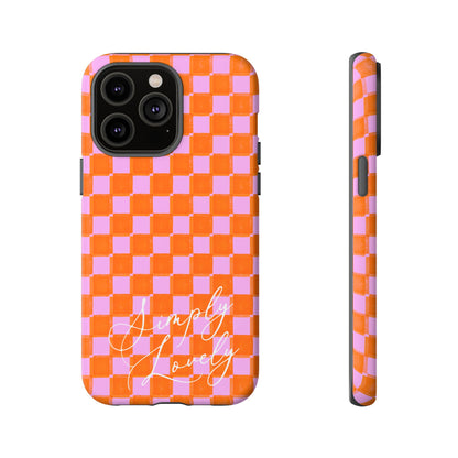 Simply Lovely Orange and Pink Checkered F1 Phone Case Design, Trendy F1 Gift, Formula 1 Gift, Cute F1 Phone Case