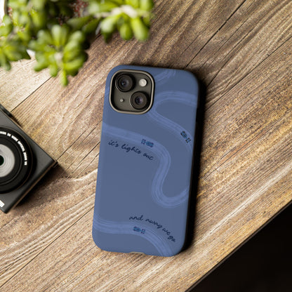 F1 Phone Case Monochrome Dark Blue Painted "its lights out and away we go", Trendy F1 Gift, Formula 1 Gift, Cute F1 Phone Case, Phone Case