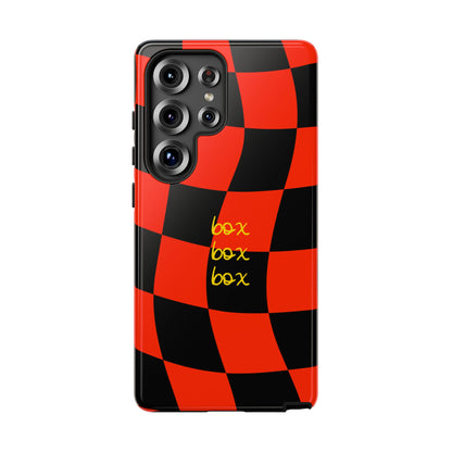 F1 Ferrari Black and Red Checkered Phone Case, Box Box Box F1 Phone Case