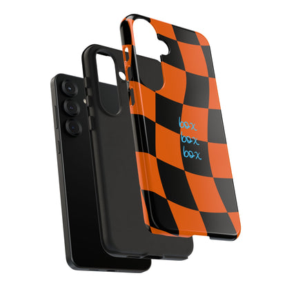 McLaren Orange and Black Checkered F1 Phone Case, Box Box Box F1 Phone Case