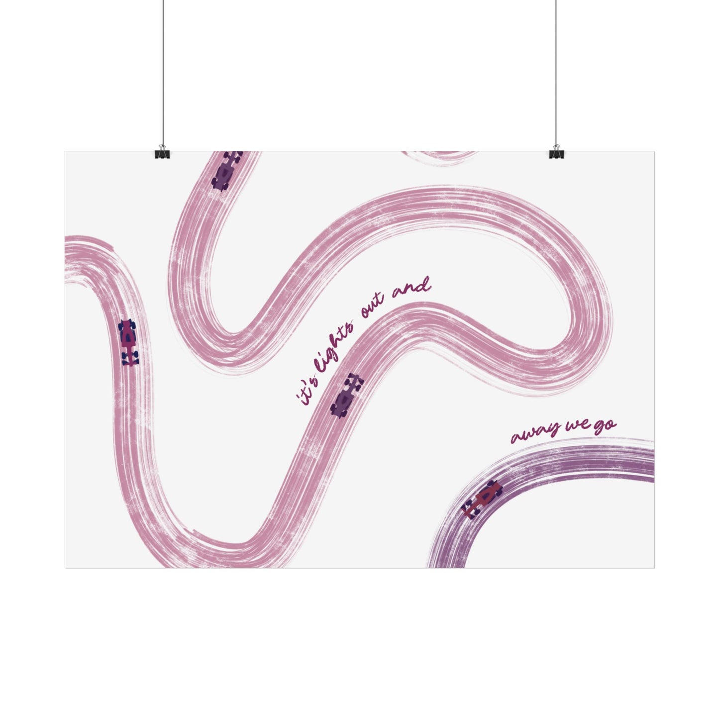 Horizontal Mauve and Purple F1 Abstract Art Poster | Minimalist F1 Art - EU Sizing (Physical Print)