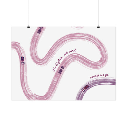 Horizontal Mauve and Purple F1 Abstract Art Poster | Minimalist F1 Art - EU Sizing (Physical Print)