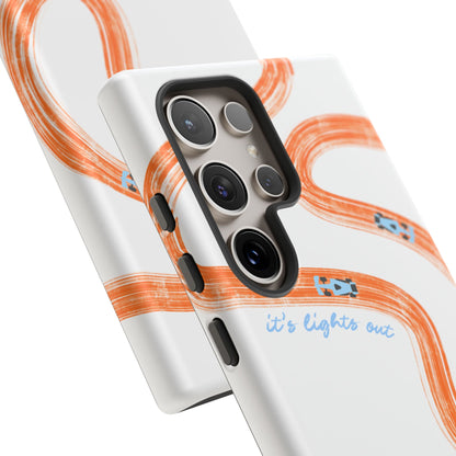McLaren F1 Phone Case Orange and Blue Painted "its lights out and away we go", Trendy F1 Gift, Formula 1 Gift, Cute F1 Phone Case