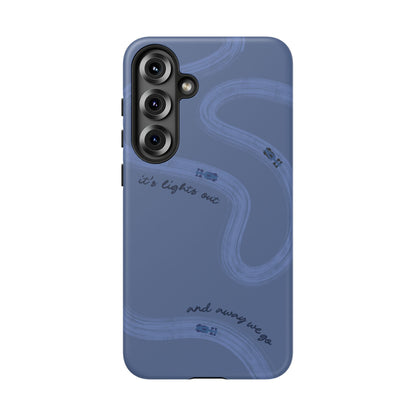 F1 Phone Case Monochrome Dark Blue Painted "its lights out and away we go", Trendy F1 Gift, Formula 1 Gift, Cute F1 Phone Case, Phone Case