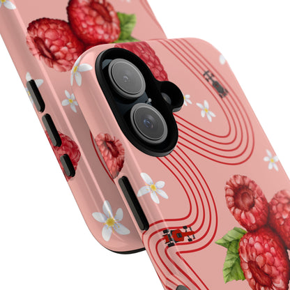 Red F1 Haas and Raspberries Phone Case, Trendy F1 Gift, Formula 1 Gift, Cute Fruit F1 Phone Case, Unique Phone Case