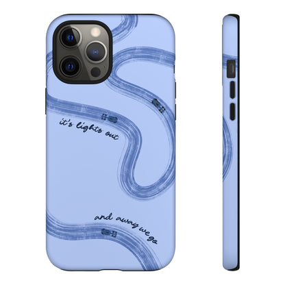 F1 Phone Case Monochrome Blue Painted "its lights out and away we go", Trendy F1 Gift, Formula 1 Gift, Cute F1 Phone Case, Phone Case