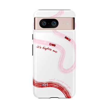F1 Phone Case Pink and Red Painted "its lights out and away we go", Trendy F1 Gift, Formula 1 Gift, Cute F1 Phone Case, Unique Phone Case