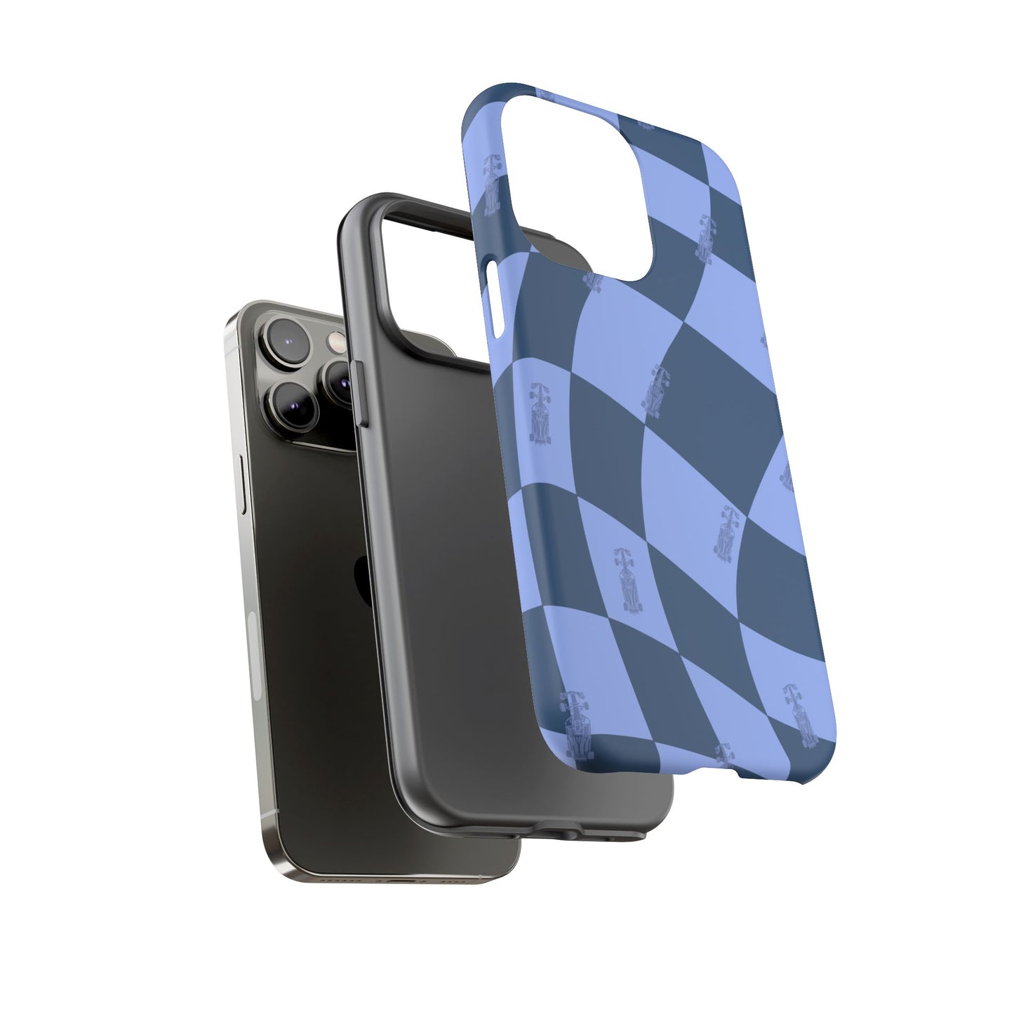 F1 Phone Case Blue Checkerboard Design, Trendy F1 Gift, Formula 1 Gift, Cute F1 Phone Case, Unique Formula One Phone Case